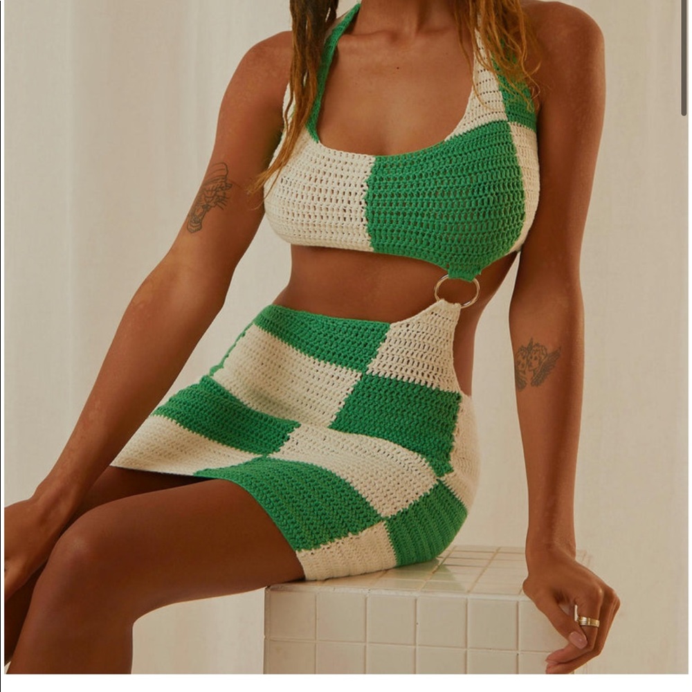 Peppermayo crochet checkered dress